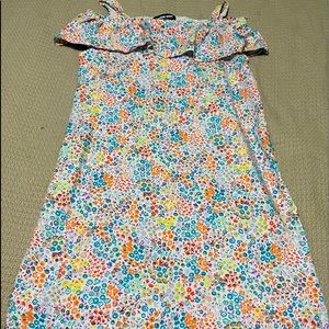 Lands End Girls Cold Shoulder ruffle floral print dress size 12